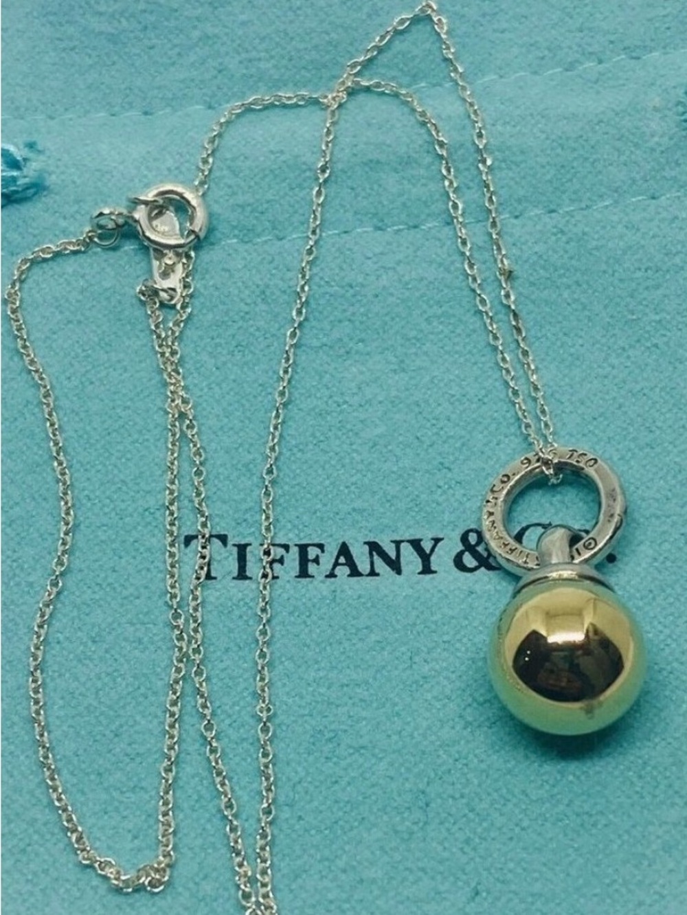 Tiffany & Co Fascination Ball Charm or Pendant in Yellow Gold  Sterling Silver.